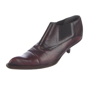 Miu Miu Burgundy Leather Pointed Kitten Heel Slip-On